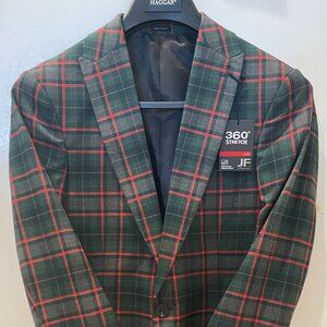 NWT $160 Men’s J. Ferrar Green Red Plaid Sport Coat Blazer 34/36 Reg